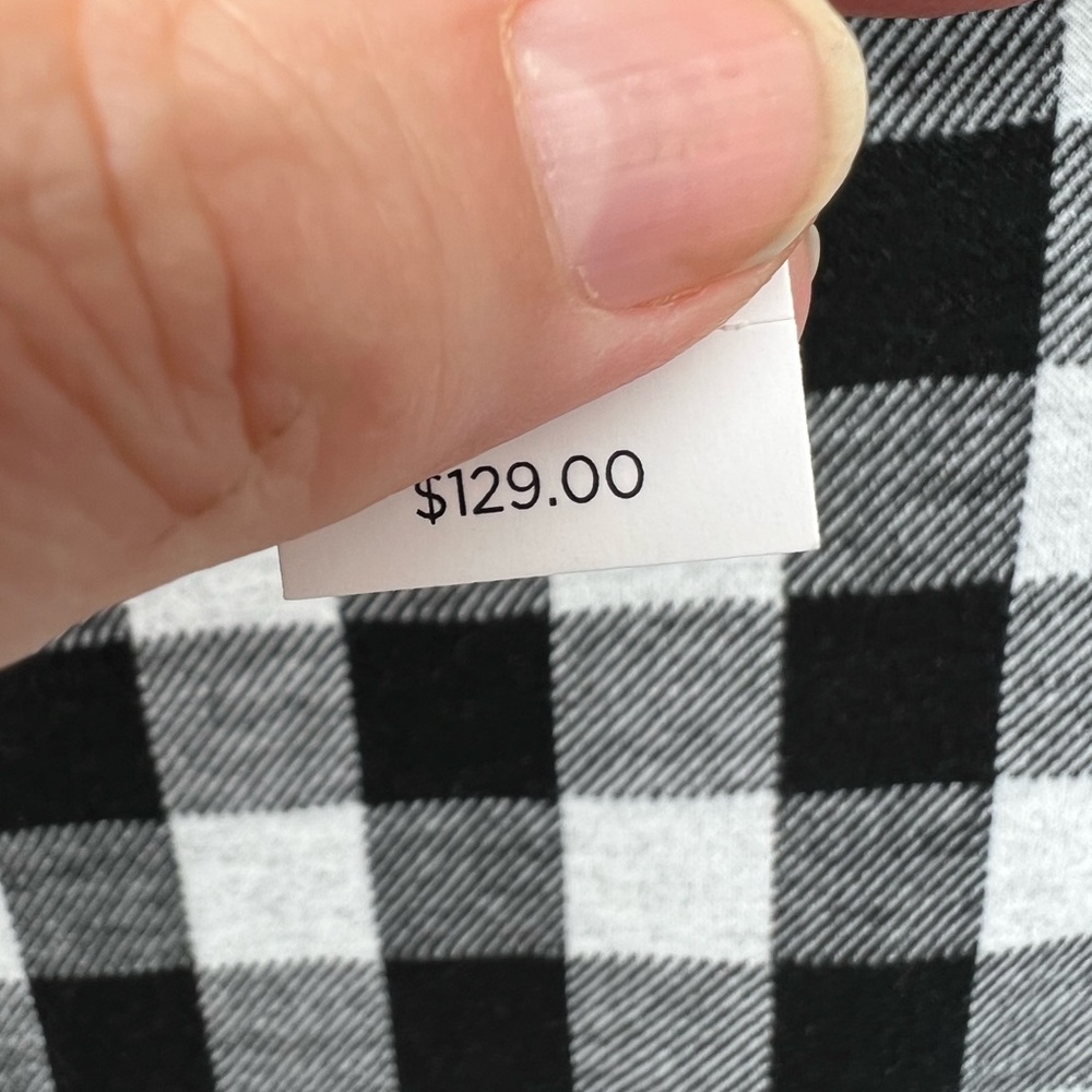 NWT Talbots Pretty Black White Check High Neck Button Back Long Sleeve Dress - Picture 4 of 6
